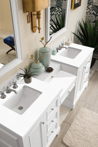 Bathroom Vanities Outlet Atlanta Renovate for LessDe Soto 82" Double Vanity Set, Bright White w/ Makeup Table, 3 CM White Zeus Quartz Top