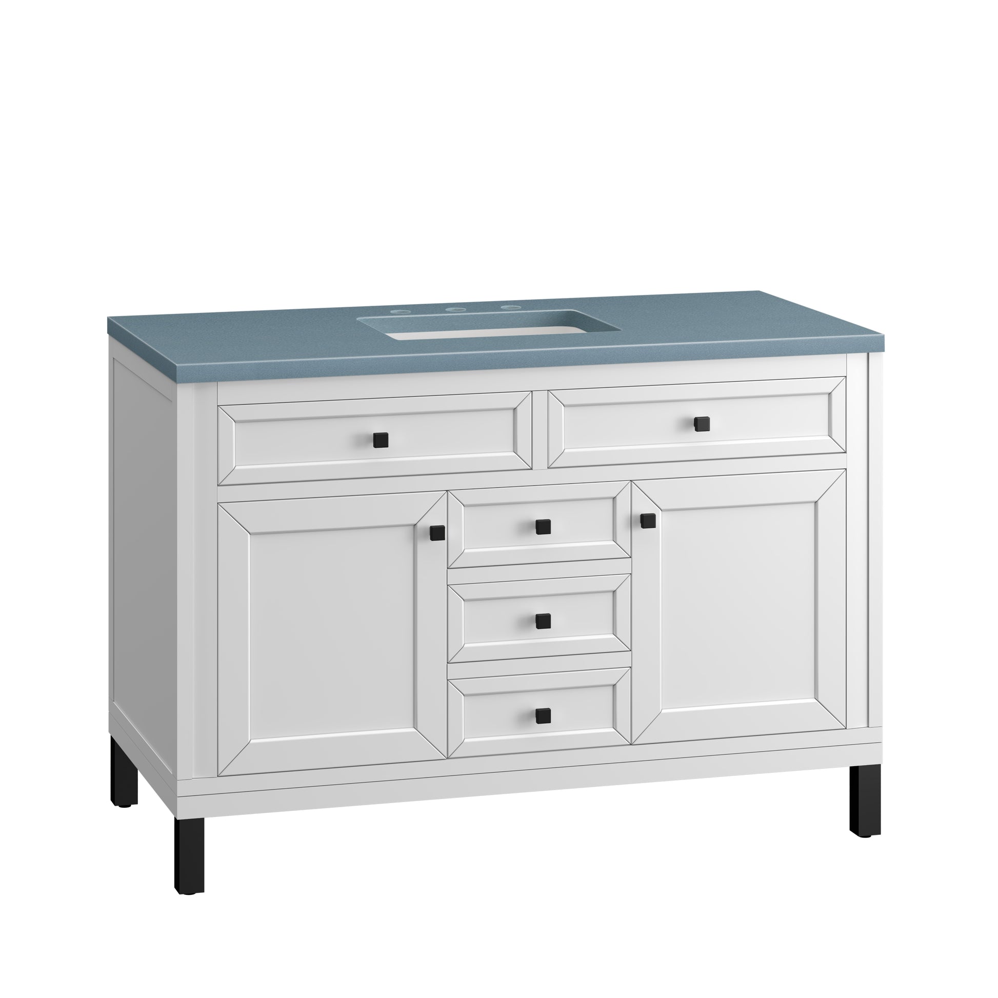 Bathroom Vanities Outlet Atlanta Renovate for LessChicago 48" Single Vanity, Glossy White w/ 3CM Cala Blue Top