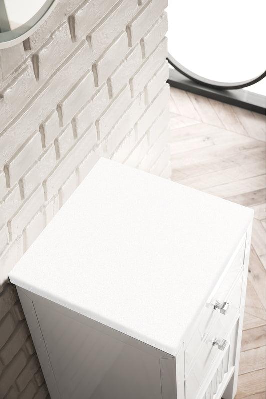 Athens 15" Cabinet w/ Drawers & Door, Glossy White w/ 3 CM Classic White Quartz Top James Martin