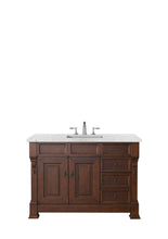 Load image into Gallery viewer, Brookfield 48&quot; Single Vanity, Warm Cherry w/ 3 CM Eternal Jasmine Pearl Quartz Top James Martin Vanities