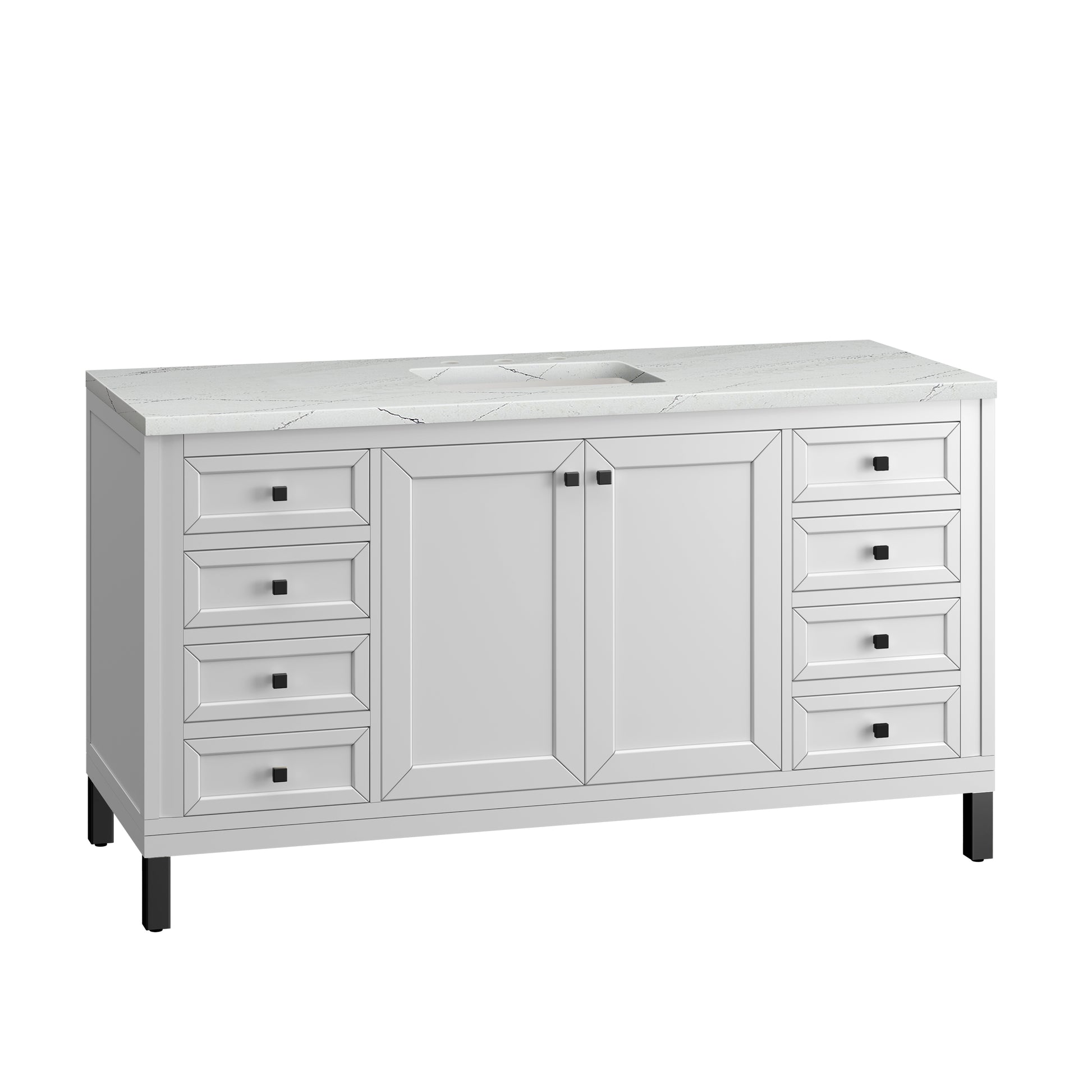 Bathroom Vanities Outlet Atlanta Renovate for LessChicago 60" Single Vanity, Glossy White w/ 3CM Ethereal Noctis Top