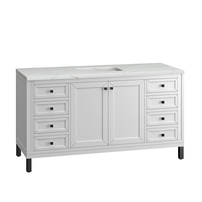 Bathroom Vanities Outlet Atlanta Renovate for LessChicago 60" Single Vanity, Glossy White w/ 3CM Ethereal Noctis Top