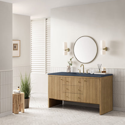 Hudson 60" Single Vanity, Light Natural Oak w/ 3CM Charcoal Soapstone Top James Martin Vanities