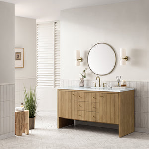 Hudson 60" Single Vanity, Light Natural Oak w/ 3CM Ethereal Noctis Top James Martin Vanities