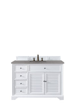 Load image into Gallery viewer, Savannah 48&quot; Single Vanity Cabinet, Bright White, w/ 3 CM Grey Expo Quartz Top James Martin Vanities