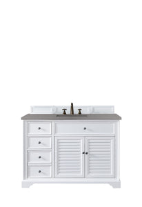 Savannah 48" Single Vanity Cabinet, Bright White, w/ 3 CM Grey Expo Quartz Top James Martin Vanities