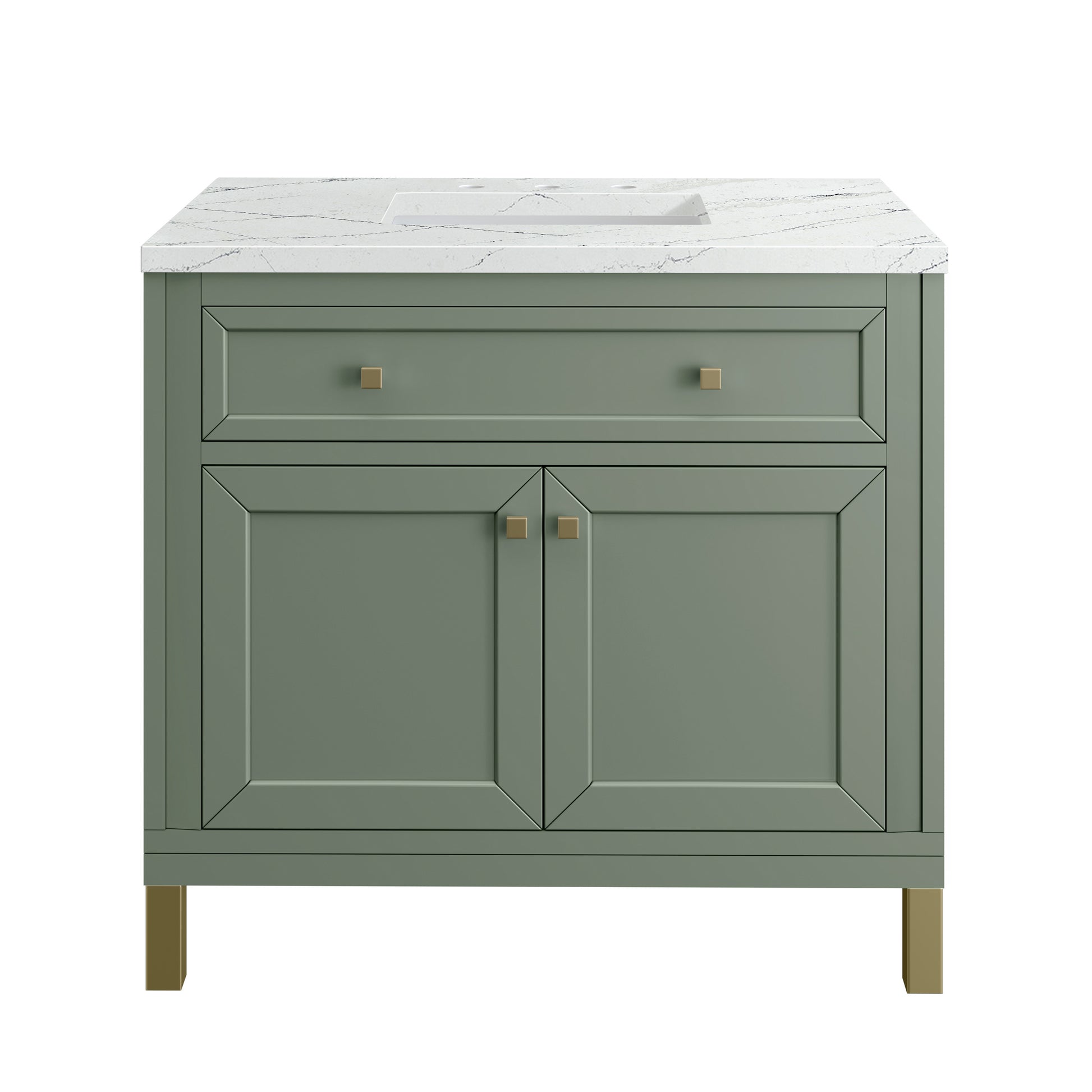 Chicago 36" Single Vanity, Smokey Celadon w/ 3CM Ethereal Noctis Top James Martin Vanities