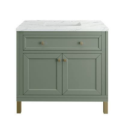 Chicago 36" Single Vanity, Smokey Celadon w/ 3CM Ethereal Noctis Top James Martin Vanities