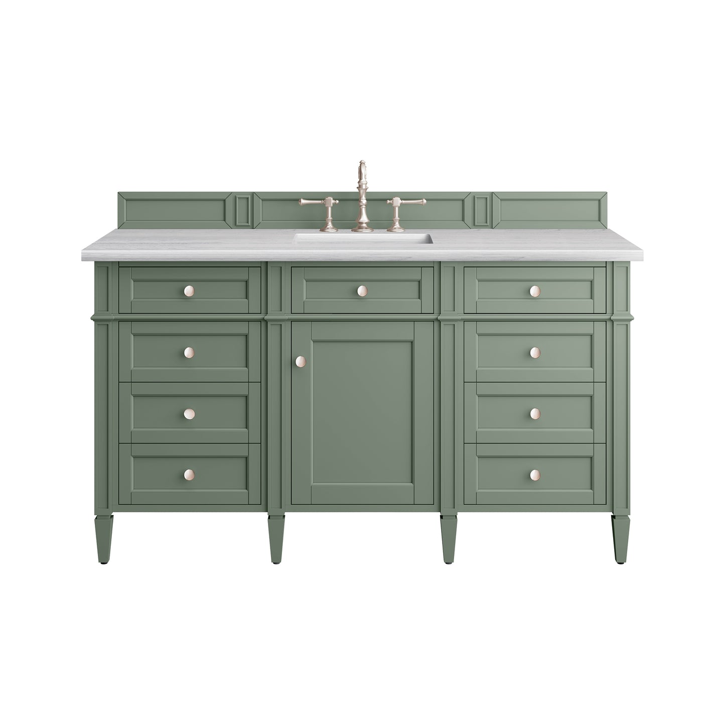 Brittany 60" Single Vanity, Smokey Celadon w/ 3CM Arctic Fall Top James Martin Vanities
