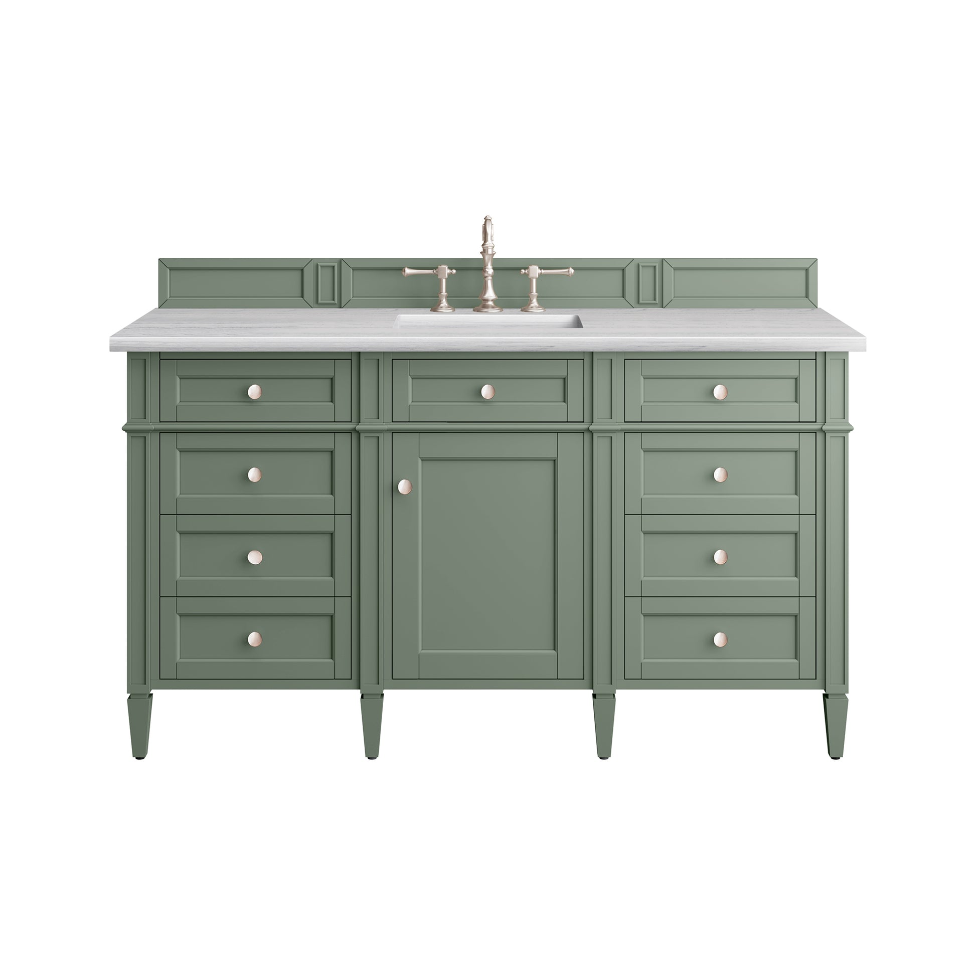 Brittany 60" Single Vanity, Smokey Celadon w/ 3CM Arctic Fall Top James Martin Vanities