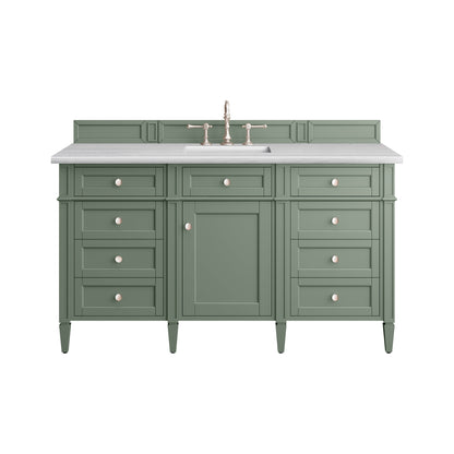 Brittany 60" Single Vanity, Smokey Celadon w/ 3CM Arctic Fall Top James Martin Vanities