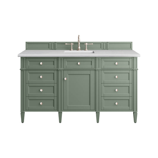 Brittany 60" Single Vanity, Smokey Celadon w/ 3CM Arctic Fall Top James Martin Vanities