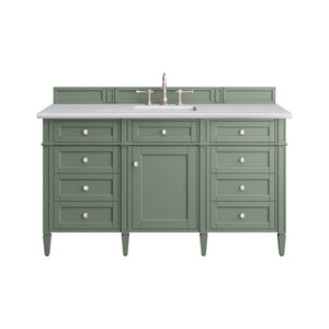 Brittany 60" Single Vanity, Smokey Celadon w/ 3CM Arctic Fall Top James Martin Vanities