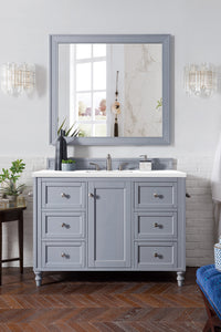 Copper Cove Encore 48" Single Vanity, Silver Gray, w/ 3 CM Classic White Quartz Top James Martin