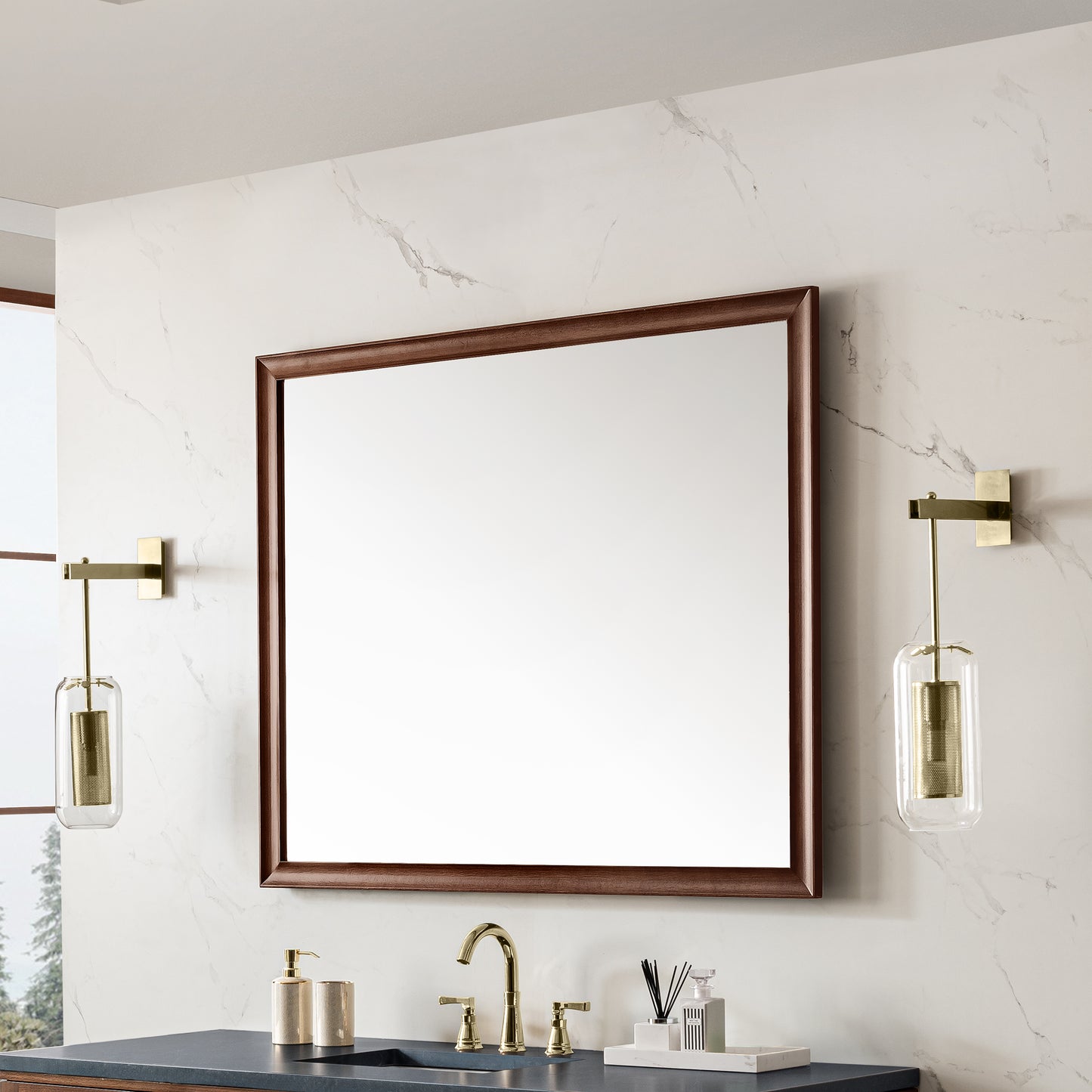 Glenbrooke 48" Mirror, Mid-Century Walnut James Martin Vanities