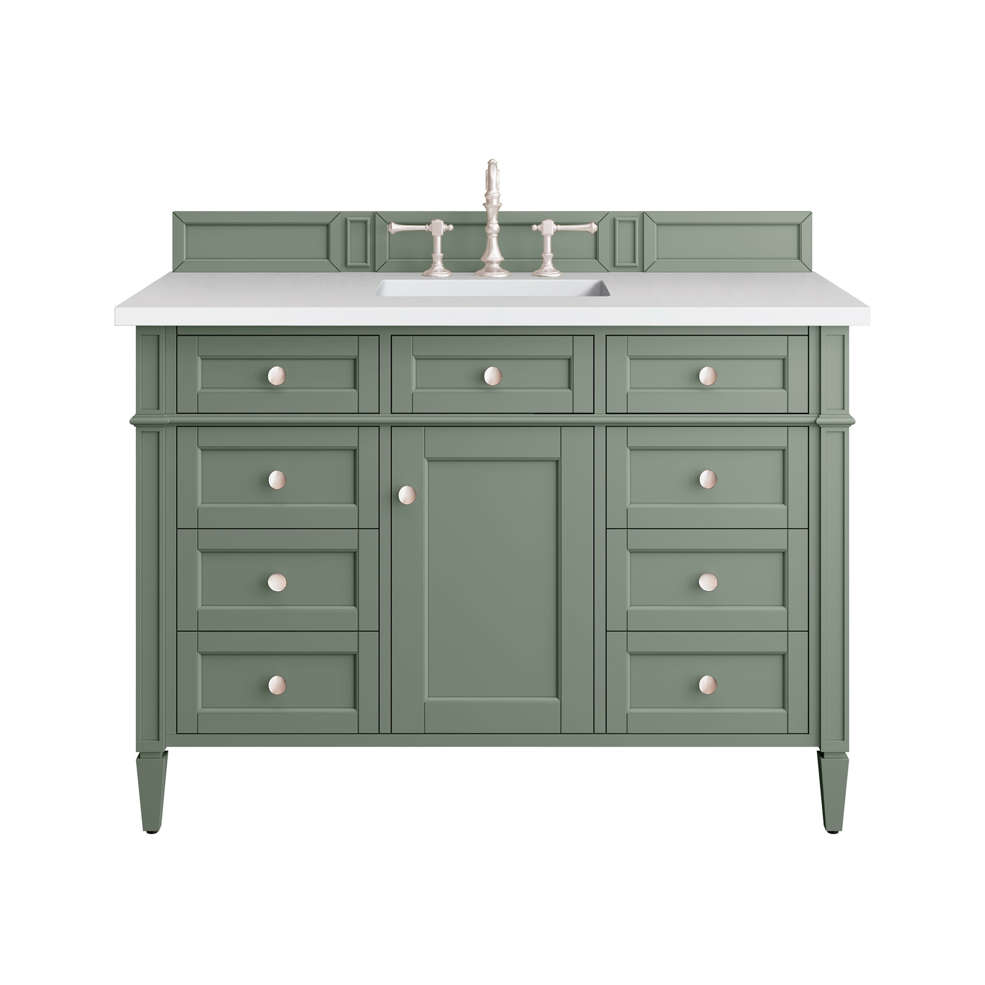 Brittany 48" Single Vanity, Smokey Celadon w/ 3CM White Zeus Top James Martin Vanities