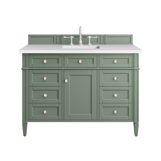 Brittany 48" Single Vanity, Smokey Celadon w/ 3CM White Zeus Top James Martin Vanities