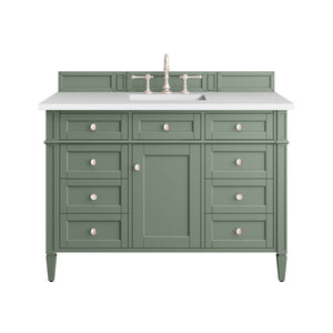 Brittany 48" Single Vanity, Smokey Celadon w/ 3CM White Zeus Top James Martin Vanities