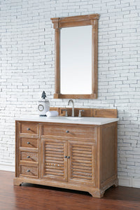 Savannah 48" Single Vanity Cabinet, Driftwood, w/ 3 CM White Zeus Quartz Top James Martin Vanities