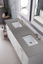 Load image into Gallery viewer, Palisades 72&quot; Double Vanity, Bright White, w/ 3 CM Grey Expo Quartz Top James Martin Vanities