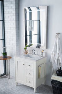 Copper Cove Encore 30" Single Vanity, Bright White w/ 3 CM White Zeus Quartz Top James Martin Vanities