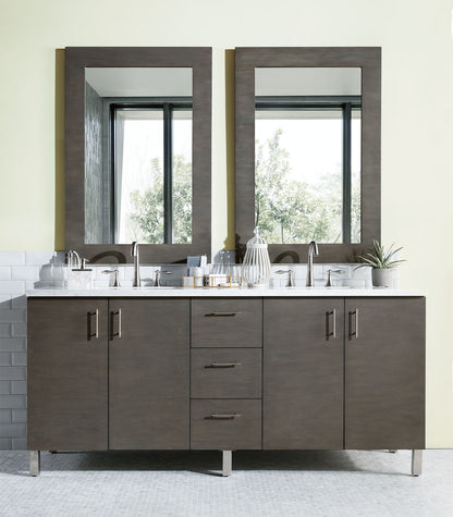 Metropolitan 72" Silver Oak Double Vanity w/ 3 CM Arctic Fall Solid Surface Top James Martin Vanities