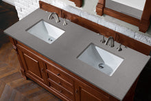 Load image into Gallery viewer, Brookfield 60&quot; Double Vanity, Warm Cherry w/ 3 CM Grey Expo Quartz Top James Martin Vanities