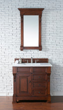 Load image into Gallery viewer, Brookfield 36&quot; Single Vanity, Warm Cherry w/ 3 CM White Zeus Quartz Top James Martin Vanities