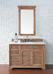 Savannah 48" Single Vanity Cabinet, Driftwood, w/ 3 CM White Zeus Quartz Top James Martin Vanities