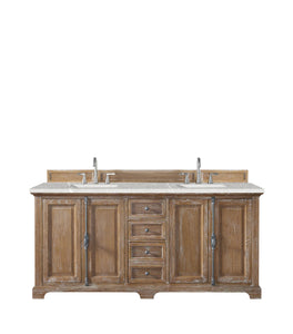 Providence 72" Double Vanity Cabinet, Driftwood, w/ 3 CM Eternal Serena Quartz Top James Martin Vanities