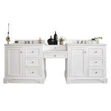 Load image into Gallery viewer, De Soto 94&quot; Double Vanity Set, Bright White w/ Makeup Table, 3 CM White Zeus Quartz Top James Martin Vanities