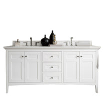 Load image into Gallery viewer, Palisades 72&quot; Double Vanity, Bright White, w/ 3 CM White Zeus Quartz Top James Martin Vanities
