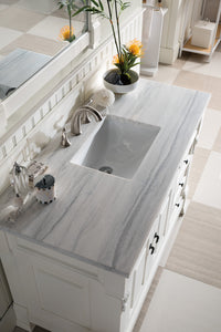 Brookfield 48" Single Vanity, Bright White w/ 3 CM Arctic Fall Solid Surface Top James Martin Vanities