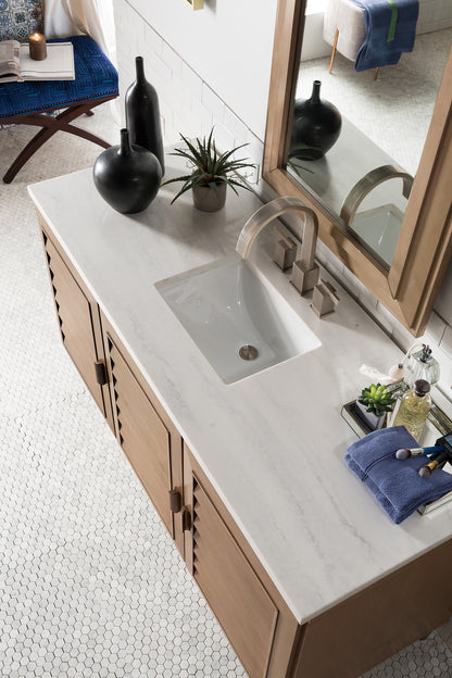 Bathroom Vanities Outlet Atlanta Renovate for LessPortland 60" Single Vanity Whitewashed Walnut w/ 3 CM Arctic Fall Solid Surface Top