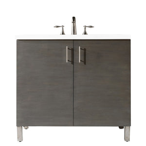 Metropolitan 36" Single Vanity, Silver Oak, w/ 3 CM White Zeus Quartz Top James Martin Vanities