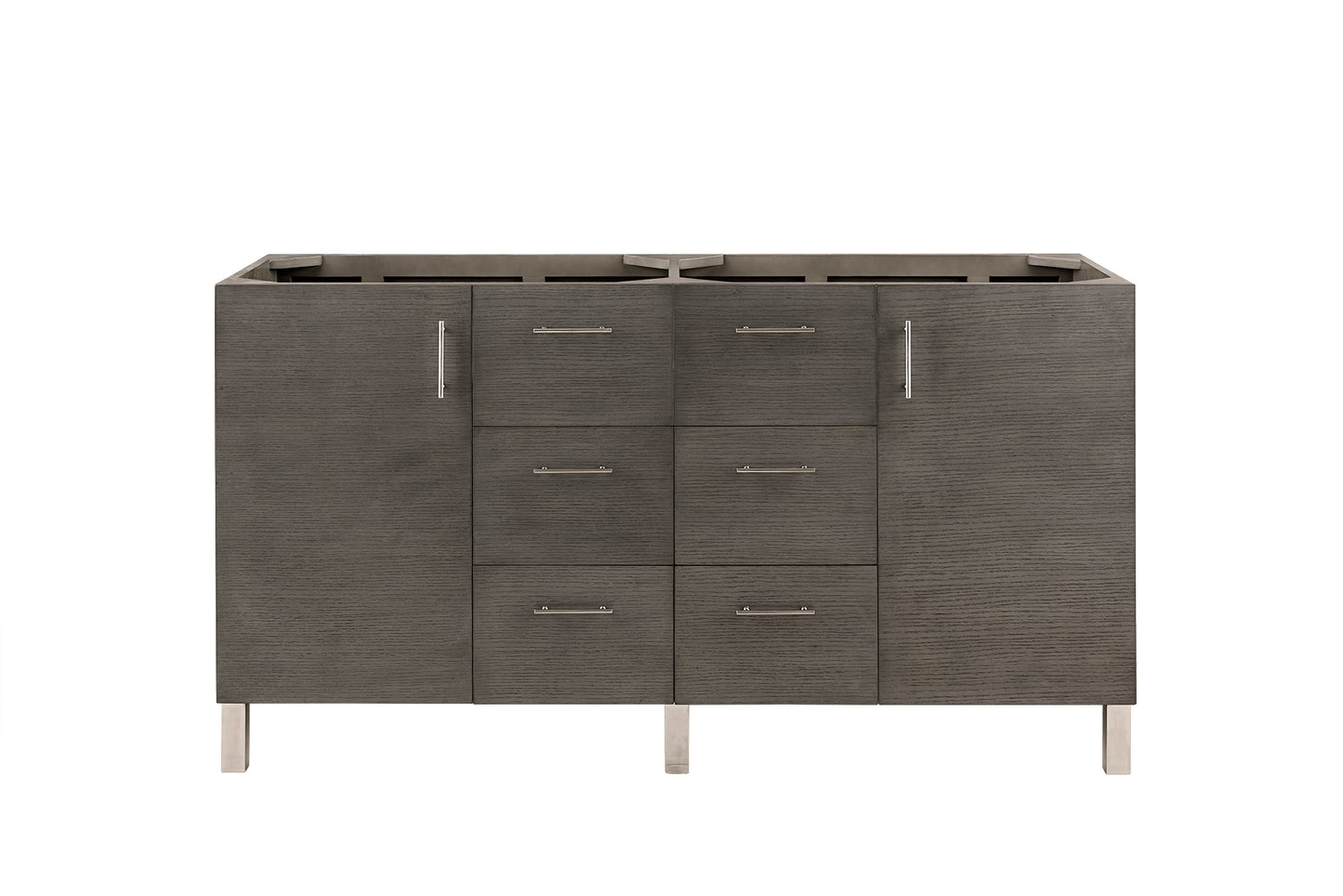 Metropolitan 60" Double Vanity, Silver Oak James Martin Vanities