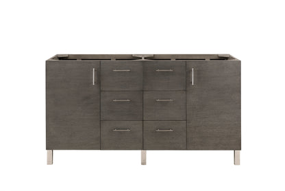 Metropolitan 60" Double Vanity, Silver Oak James Martin Vanities