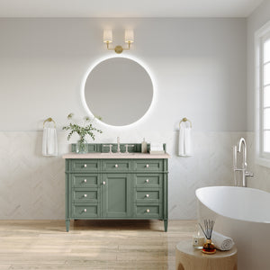 Brittany 48" Single Vanity, Smokey Celadon w/ 3CM Eternal Marfil Top James Martin Vanities