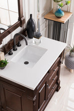 Load image into Gallery viewer, Bathroom Vanities Outlet Atlanta Renovate for LessBrookfield 36&quot; Single Vanity, Burnished Mahogany w/ 3 CM White Zeus Quartz Top