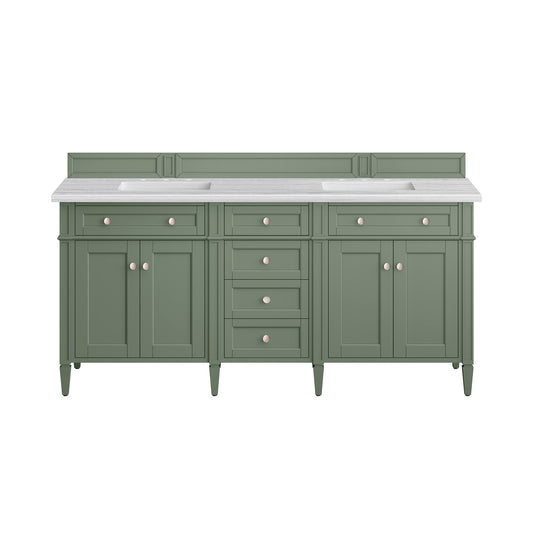 Brittany 72" Double Vanity, Smokey Celadon w/ 3CM Arctic Fall Top James Martin Vanities