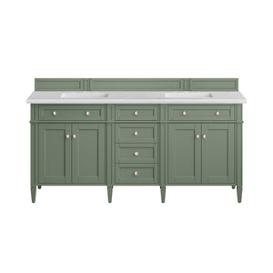 Brittany 72" Double Vanity, Smokey Celadon w/ 3CM Arctic Fall Top James Martin Vanities