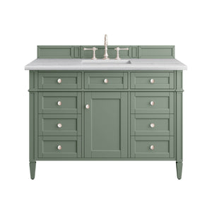 Brittany 48" Single Vanity, Smokey Celadon w/ 3CM Arctic Fall Top James Martin Vanities