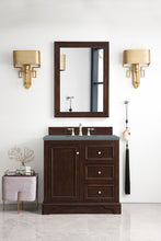 Load image into Gallery viewer, De Soto 36&quot; Single Vanity, Burnished Mahogany w/ 3 CM Cala Blue Quartz Top James Martin Vanities