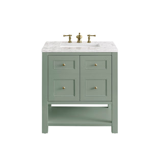 Breckenridge 30" Single Vanity, Smokey Celadon w/ 3CM Eternal Jasmine Pearl Top James Martin Vanities