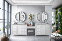 Load image into Gallery viewer, Copper Cove Encore 122&quot; Double Vanity Set, Bright White w/ Makeup Table, 3 CM Eternal Serena Quartz Top James Martin Vanities