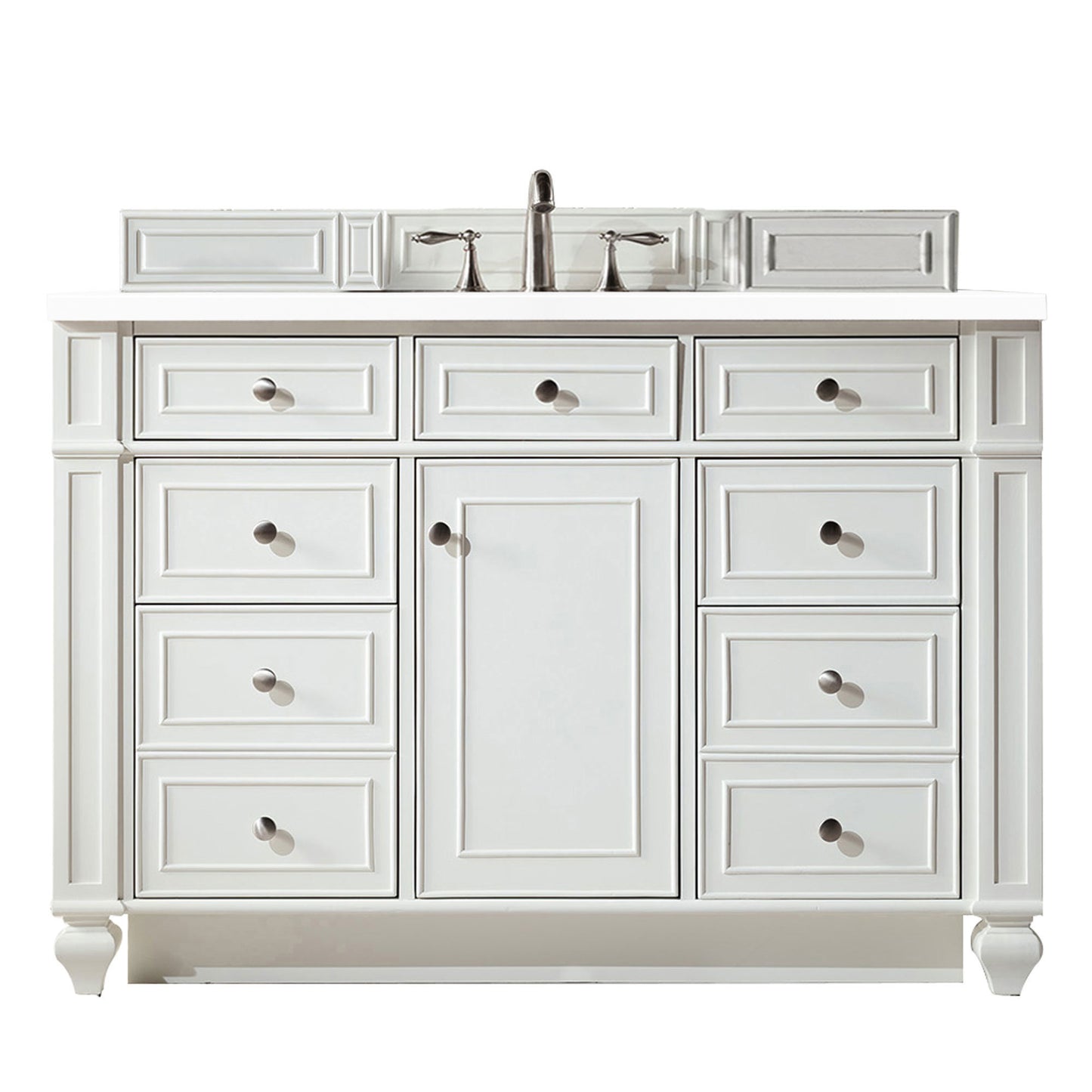 Bristol 48" Single Vanity, Bright White, w/ 3 CM White Zeus Quartz Top James Martin Vanities