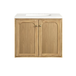 Laurent 30" Single Vanity, Light Natural Oak w/ 3CM White Zeus Top James Martin Vanities