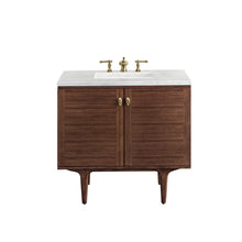 Load image into Gallery viewer, Amberly 36&quot; Single Vanity, Mid-Century Walnut w/ 3CM Arctic Fall Top James Martin Vanities