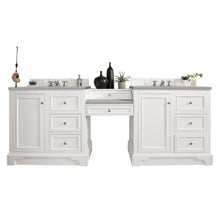 Load image into Gallery viewer, De Soto 94&quot; Double Vanity Set, Bright White w/ Makeup Table, 3 CM Eternal Serena Quartz Top James Martin