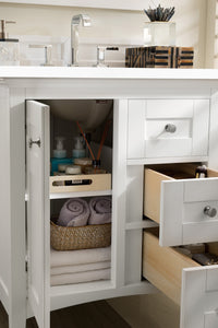 Palisades 30" Single Vanity, Bright White, w/ 3 CM White Zeus Quartz Top James Martin Vanities